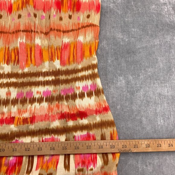 Tahari ASL Dress Women 8 Orange‎ Brown Sheath Short Boho Aztec Boho Gypsy Linen - Picture 8 of 11